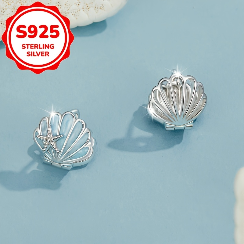 2pcs Women's Starfish and Seashell Ear Clips, S925 Silver